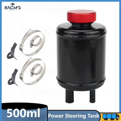 Tanque de depósito de fluido de dirección asistida universal CNC aleación de aluminio 500 ml con abrazadera Foto 1 de 4