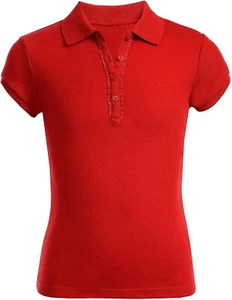 Nautica Girls Red School Uniform Polo Shirt SZ Small 4 - Picture 1 of 4