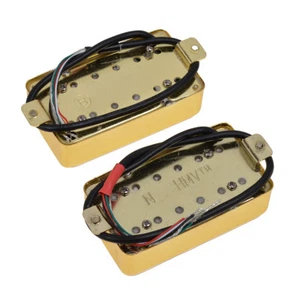 Kmise Electric Guitar Humbucker Pickup Set Bridge and Neck Solid Gold Metal - Picture 1 of 3