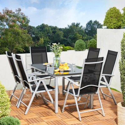 Sitzgruppe Gartenmöbel Alu Essgruppe Sitzgarnitur Garten Tisch Aluminium Set 6+1 - Bild 1 von 4