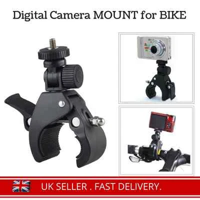 Universal Bicycle Motorbike HEAVY DUTY Bar Mount Holder Clamp for Digital Camera - Image 1 of 4