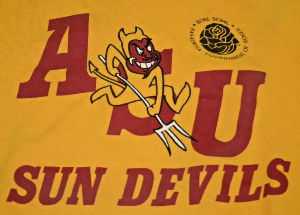 Moletom Vintage ASU Tamanho L Anos 80 BW Rose Bowl Sun Devils Raglan 1987 - Imagem 1 de 4
