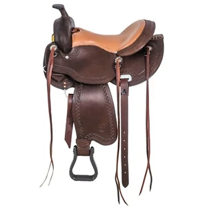 Sillín de cuero Western Barrel Racing Horse calidad premium juego de tachuelas tamaño 14"-18" - Imagen 1 de 10