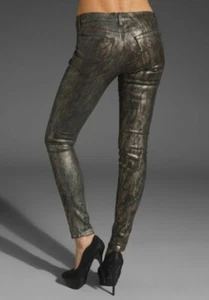 J BRAND 901 BLACK GOLDEN SNAKE PRINT COATED LEGGINGS  Sz 29 NWoT $228 9100241 - Picture 1 of 8