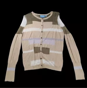 Simply Vera Wang Braun Gestreifter Strickjacke Pullover Damen Größe Mittlerer - Picture 1 of 10