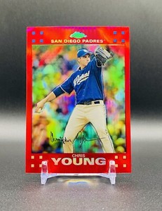 2007 TOPPS CHROME RED REFRACTOR CHRIS YOUNG #/99 PADRES RANGERS