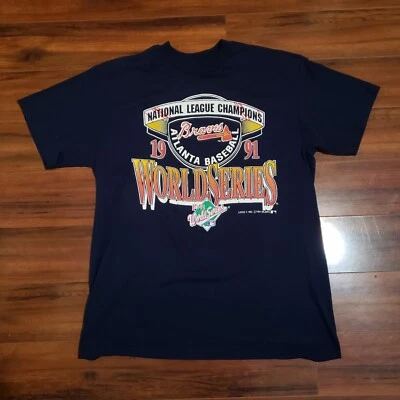 Vintage Atlanta Braves World Series T Shirt Single Stitch Mens XL DEADSTOCK USA - Image 1 of 4