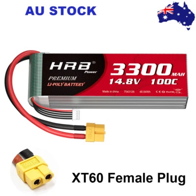 HRB 3300mAh 14.8V  XT60 LiPo Battery 4S 100Cfor RC Drone Airplane Jet Heli Truck - image 1 of 4