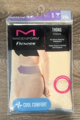 Tanga de encaje Maidenform suavizante de abdomen suave beige 2XL Foto 1 de 4