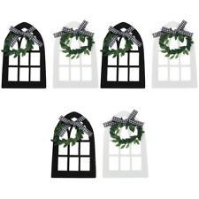  6 Pcs Decorative Wood Frame Vintage Ornaments Wooden Arch Window Sign The