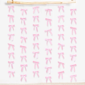 Pink Satin Ribbon Bow Hanging Garland, Bow Party Hanging Decortions, Girls Bo... - Picture 1 of 2