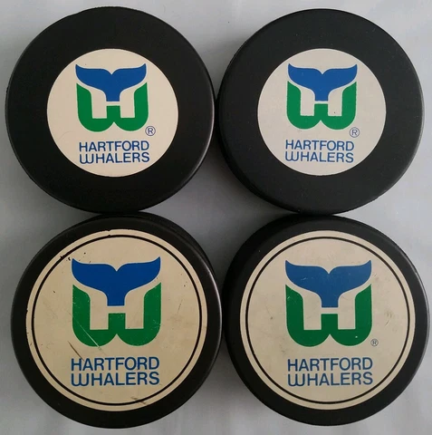 LOT OF 4 HARTFORD WHALERS VINTAGE JOHN A. ZIEGLER OFFICIAL GAME PUCK s RARE Cover