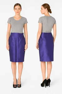 Max Mara Studio Damen Rock Blau Größe 44 46 Gerade Made In Italy Knie - Bild 1 von 16