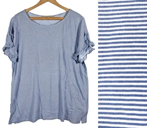 LOFT Top Gr. XL Strick blau-weiß gestreift Rüschenärmel Coastal Preppy romantisch - Bild 1 von 8