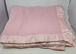 Vintage Pink Acrylic Blanket with Satin Trim 106" x 86" Size KING 01-P248 - Picture 1 of 11