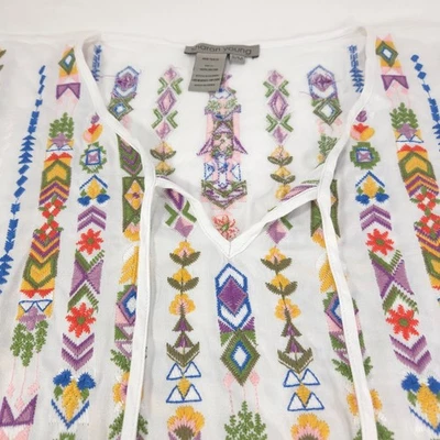 Camisa túnica sin mangas bordada Sharon Young para mujer talla S/M blanca Foto 1 de 4