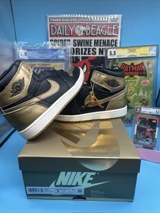 Size 9 - Air Jordan 1 Retro OG High Black Gold BRAND NEW! - Picture 1 of 6