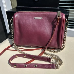 Rebecca Minkoff Crossbody Leather Oxblood Burgundy Triple Zippered Purse Red - Picture 1 of 13