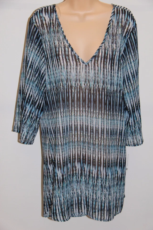 全新 Bar III 泳装比基尼遮盖迷你礼服束腰外衣 M 码靛蓝 — 第 1/4 张图片