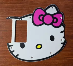 Fender Squire Hello Kitty Replacement Pickguard w Aftermarket Pickups - Pink Bow - Picture 1 of 3
