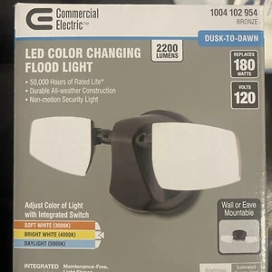 Commercial Elecric FT 90Watt Equivalent 2000Lumen 100Degree Bronze Flood Light - Picture 1 of 11