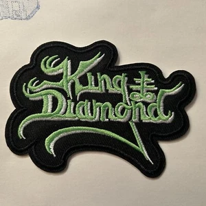 KING DIAMOND METAL BAND DIE-CUT LOGO 4” EMBROIDERED PATCH MERCYFUL FATE GREEN - Picture 1 of 2
