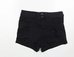 Hollister Womens Black Cotton Blend Boyfriend Shorts Size W27 - Distress - Picture 1 of 10