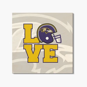 Baltimore Ravens Love NFL Sport 4"" X 4"" montaña rusa cuadrada de madera - Imagen 1 de 3