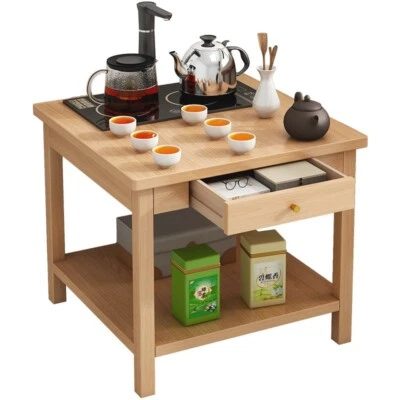 New Chinese style tea table, solid wood legs, small square table, living room - Image 1 of 4