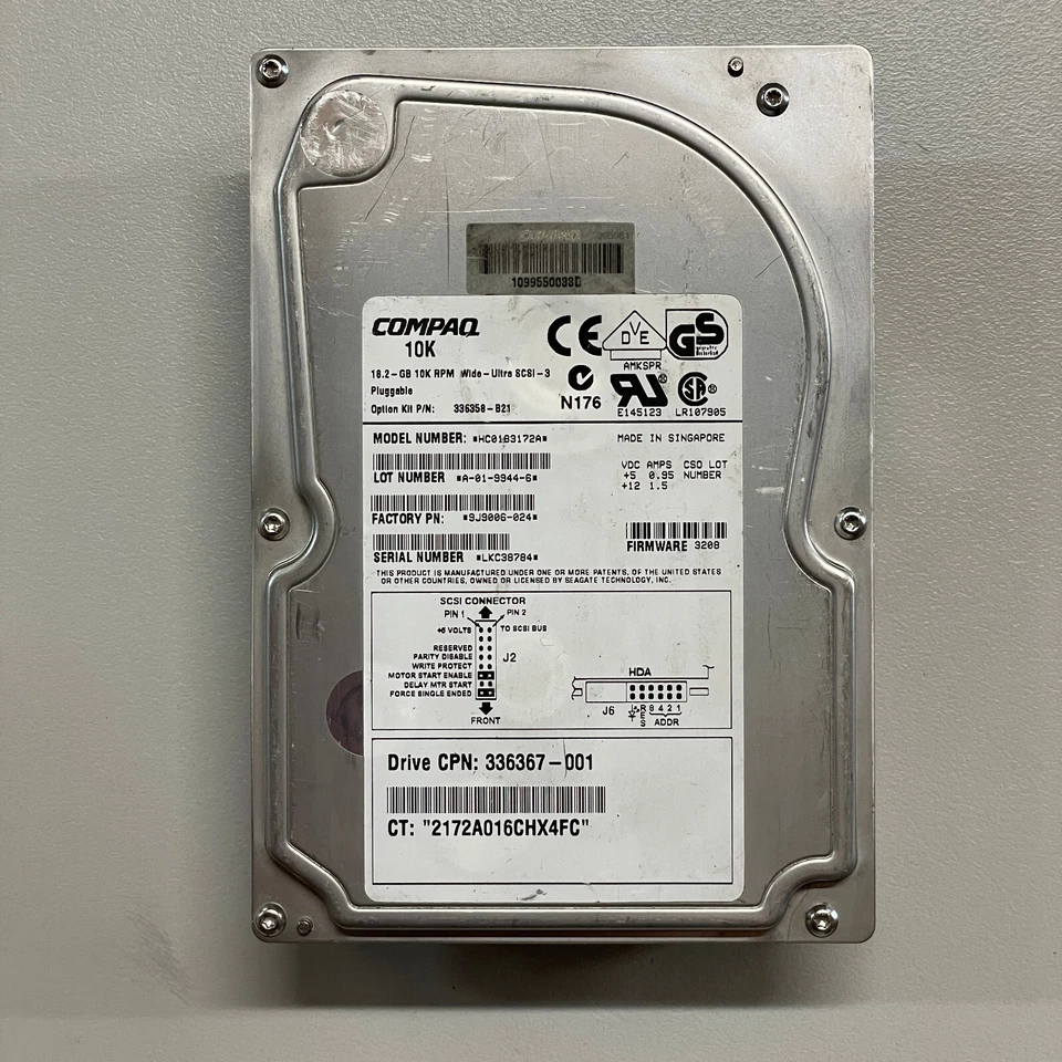Compaq 18.2GB 3.5" Ultra SCSI-3 HDD 10K RPM 8MB Cache HC0183172A 9J9006-024 - Image 1 of 4