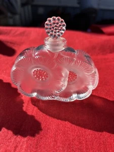 Lalique Glass Perfume Bottle Deux Fleurs Signed Vintage - Picture 1 of 8