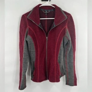 Kuhl wool blend fleece jacket size S grey maroon - Picture 1 of 7