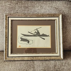 Henry Napartuk "Eskimo pulling seal hunting walrus signed in pencil framed - Picture 1 of 11