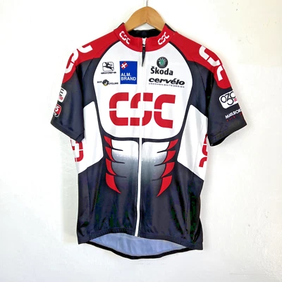 Giordana Short Sleeve Full Zip Cycling Jersey Mens L White Black Red 3 pockets - Image 1 of 4