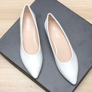Womens Flats Patent Leather Slip on Pointed Toe Footwear Casual Shoes Plus Size - Picture 1 of 19