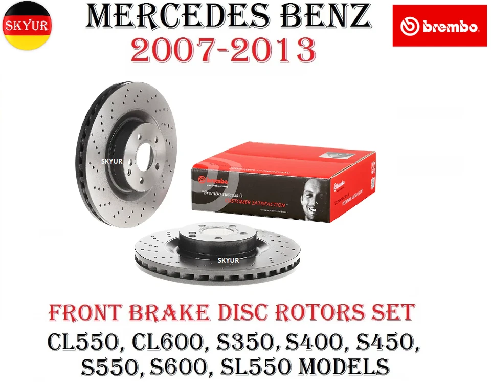 Juego de 2 rotores de freno delanteros para 07-13 Mercedes-Benz CL550 CL600 S350 S550 SL550 Foto 1 de 4