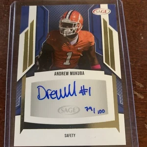 2024 SAGE HIT #A-AM Andrew Mukuba Autographs Gold Clemson TEXAS 79/100 - Picture 1 of 2