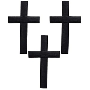 Large Black Cross Applique Patch - Christian Jesus Badge 3" (3-Pack, Iron on) - Picture 1 of 1