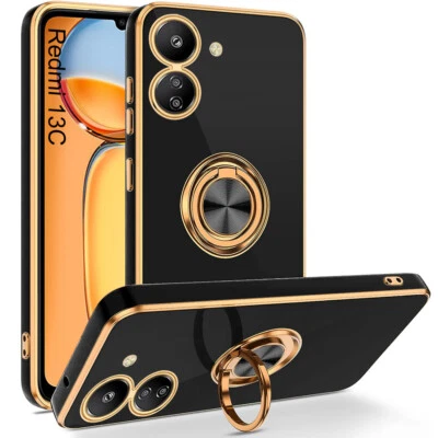 Coque Anneau pour Xiaomi Redmi 13C 12C Note 12 Pro Plus 5G Silicone avec Support