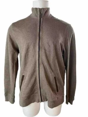 TASSO ELBA Sweater Men's Large Full Zip Jacket Brown 100% Cotton (58) - Image 1 of 4