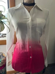 Adrienne Vittadini, Vintage Ombre, Batik, Knopfleiste, Größe S Neu Mit Etikett - Bild 1 von 24