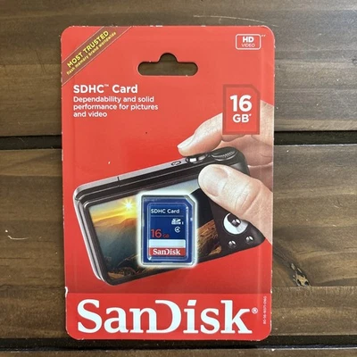 SANDISK SDHC CARD-16 GB HD Video ~ Memory Card Storage Sealed New! SD Card  - Image 1 of 2