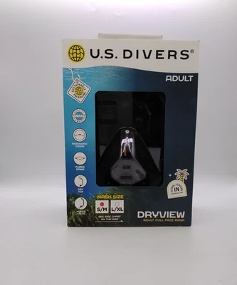 EE. UU. Máscara de snorkel facial completa para adultos Divers Dryview S/M negra con lente panorámica Foto 1 de 4