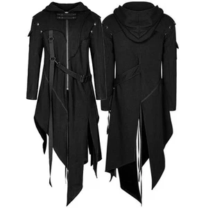 Cosplay Punk Gothic Steampunk Long Sleeve Jacket for Men with Hooded Design - Picture 1 of 36