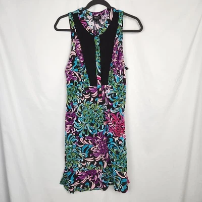 Nicole Miller Womens Colorful Shirt Dress Sleeveless Size 14 Casual Buttons - Image 1 of 4