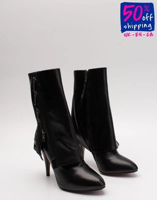 RRP€520 PREMIATA Leather Ankle Boots US5 UK4 EU38 Black Zipped Layered Foto 1 de 4