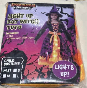 LEUCHTENDE FLEDERMAUS HEXE TUTU Kostüm Neu mit Etikett/Neu in Verpackung - Kleinkind Größe 3T - Bild 1 von 5