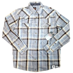 BRAD PAISLEY Western Cowboy Shirt Pearl Snap Mens Size LARGE Blue NEW Moon Shine - Picture 1 of 16