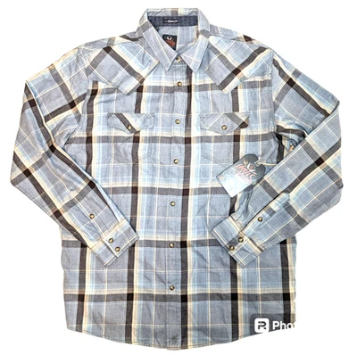 BRAD PAISLEY Western Cowboy Shirt Pearl Snap Mens Size LARGE Blue NEW Moon Shine - Image 1 of 4