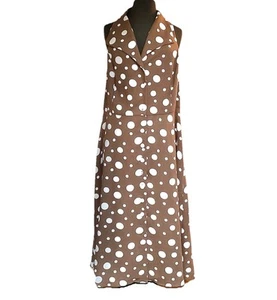 SL Fashion Woman Brown Polka Dot Shirt Dress Button Down Sleeveless V-neck 18W - Picture 1 of 7